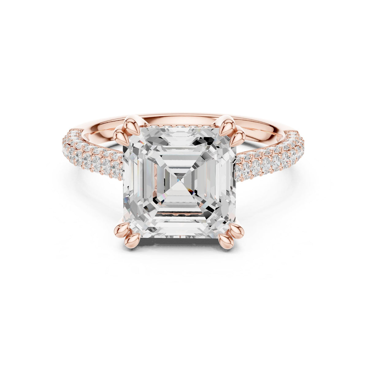 Asscher Accented Lab Grown Diamond Engagement Ring