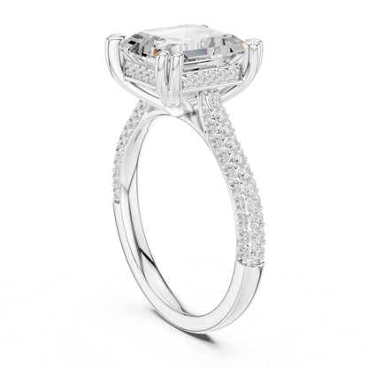 Asscher Accented Lab Grown Diamond Engagement Ring