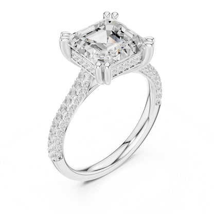 Asscher Accented Lab Grown Diamond Engagement Ring