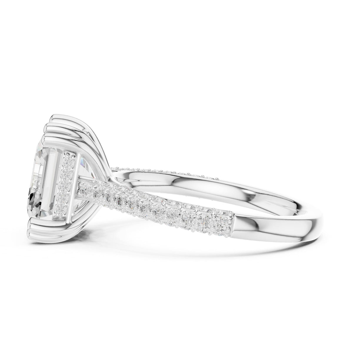 Asscher Accented Lab Grown Diamond Engagement Ring
