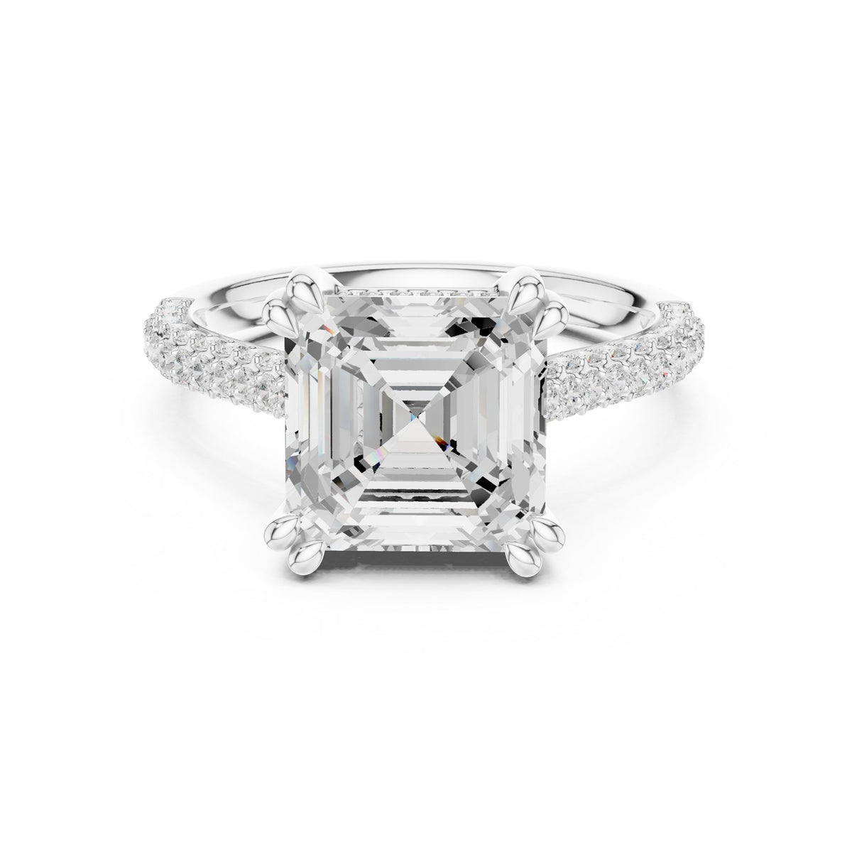 Asscher Accented Lab Grown Diamond Engagement Ring