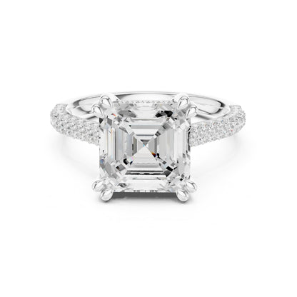 Asscher Accented Lab Grown Diamond Engagement Ring
