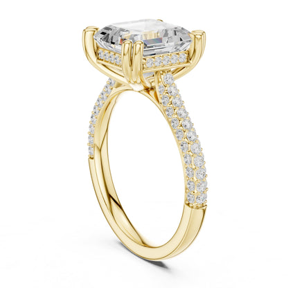 Asscher Accented Lab Grown Diamond Engagement Ring
