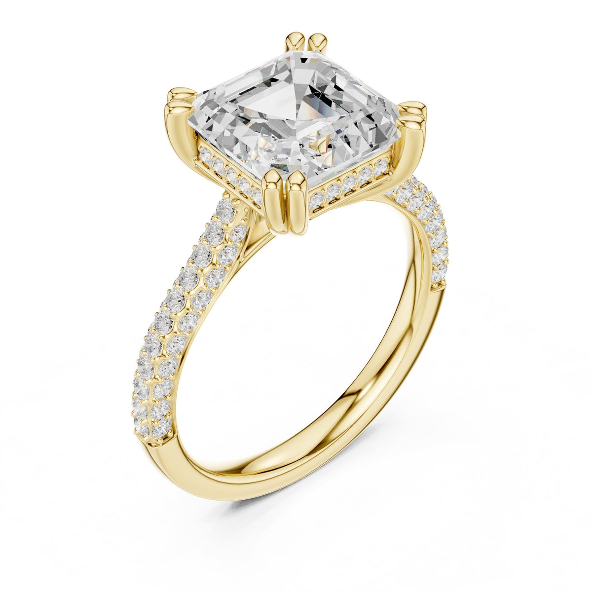 Asscher Accented Lab Grown Diamond Engagement Ring