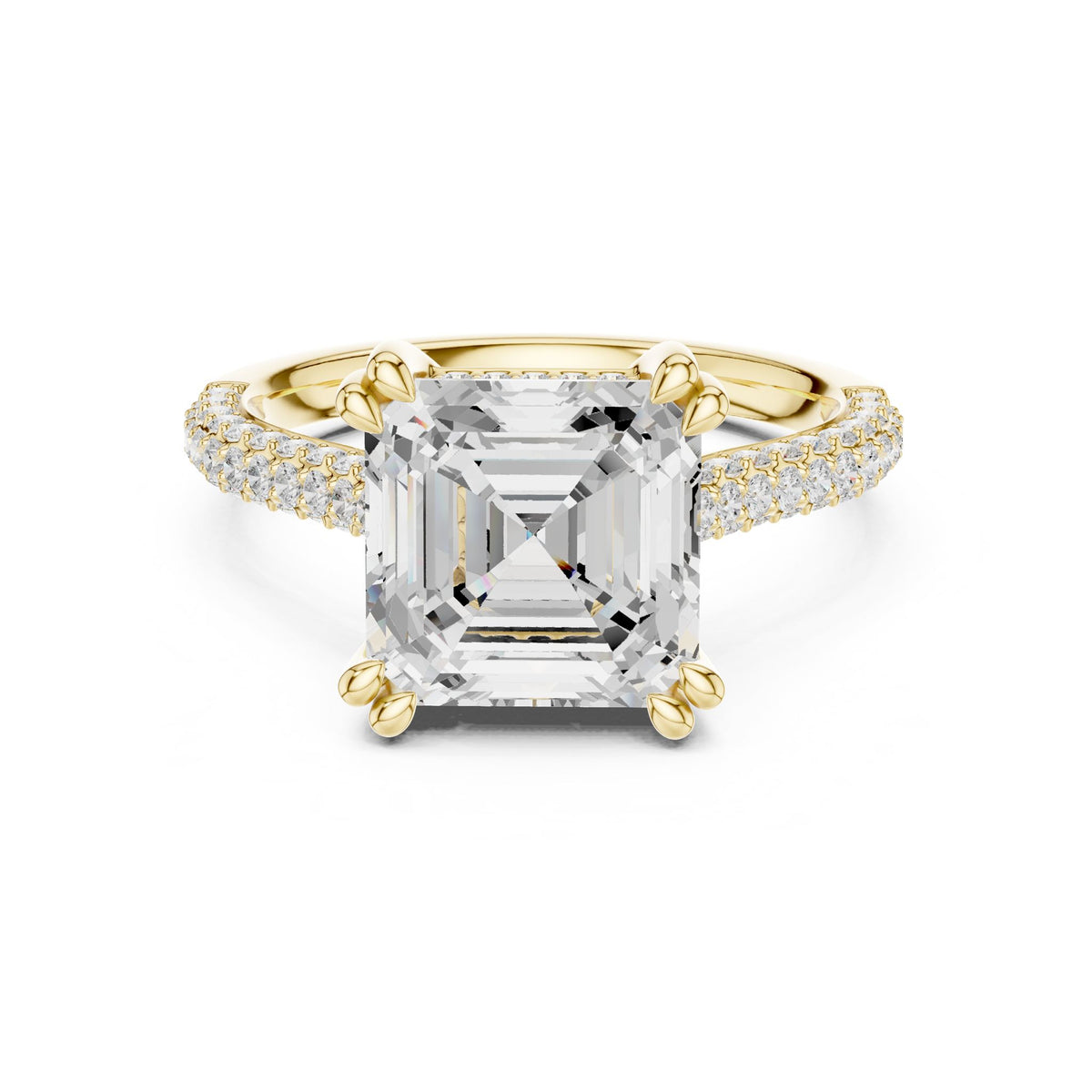 Asscher Accented Lab Grown Diamond Engagement Ring