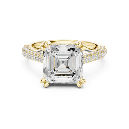 Asscher Accented Lab Grown Diamond Engagement Ring