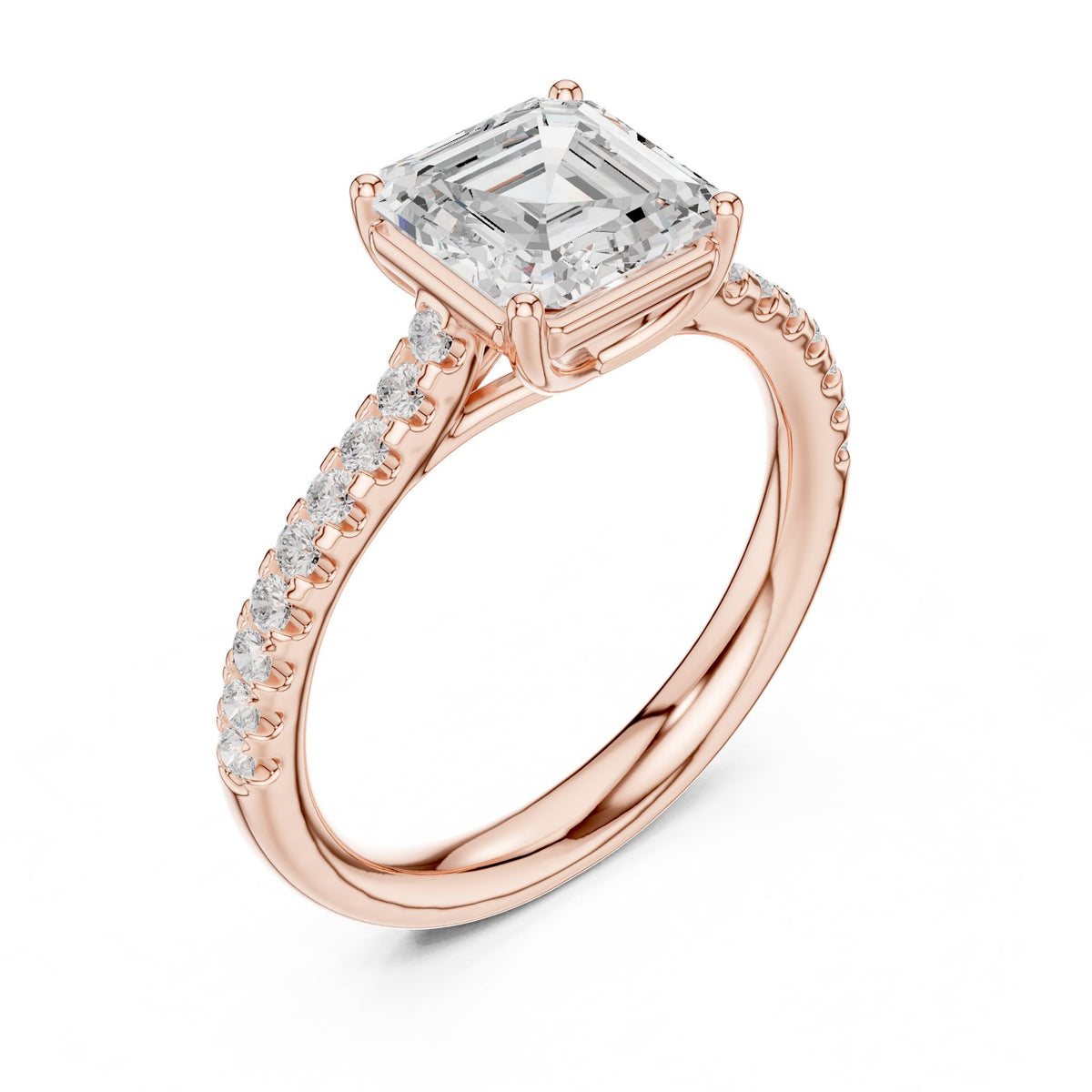 Asscher Accented Lab Grown Diamond Engagement Ring
