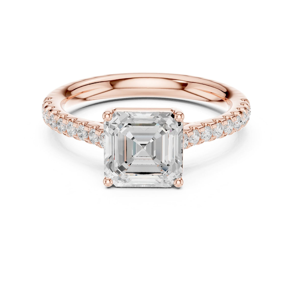 Asscher Accented Lab Grown Diamond Engagement Ring