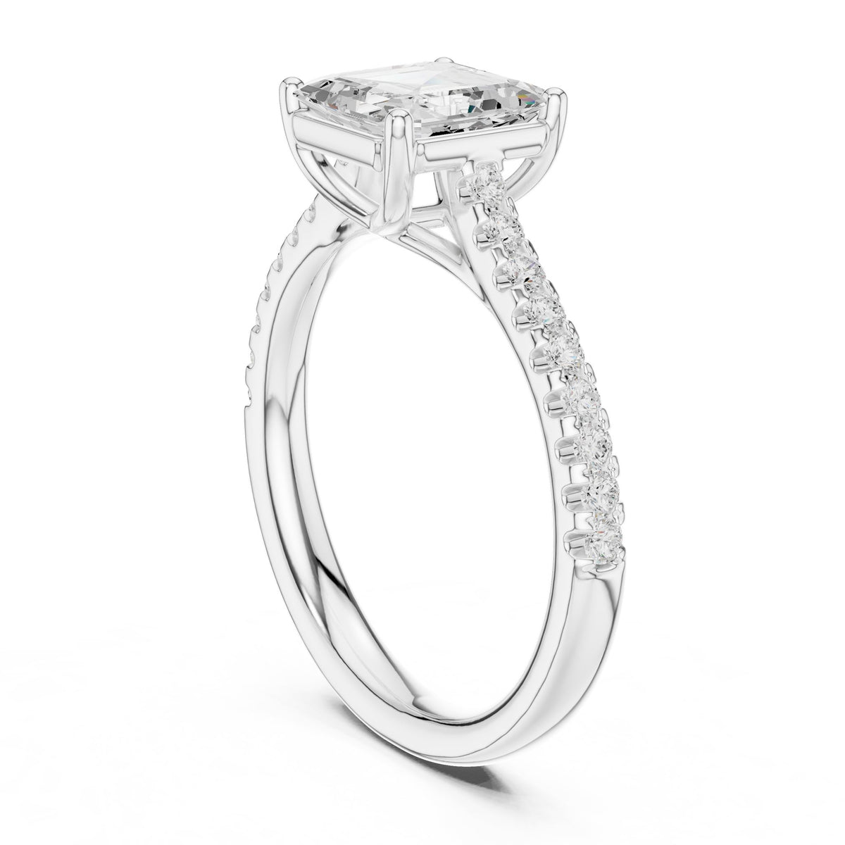 Asscher Accented Lab Grown Diamond Engagement Ring