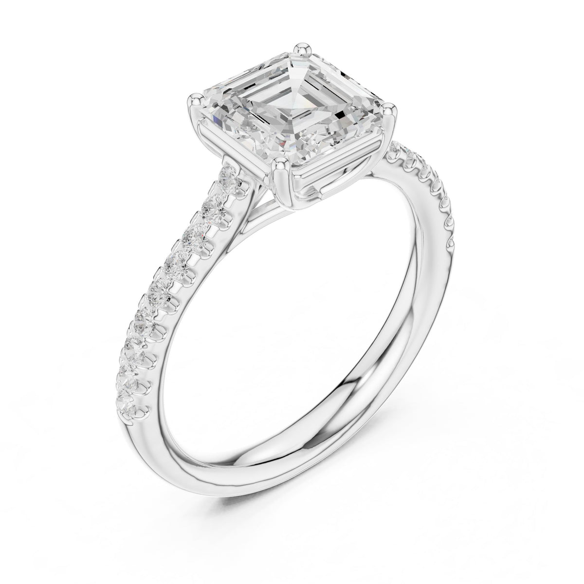 Asscher Accented Lab Grown Diamond Engagement Ring