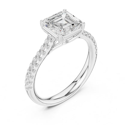 Asscher Accented Lab Grown Diamond Engagement Ring