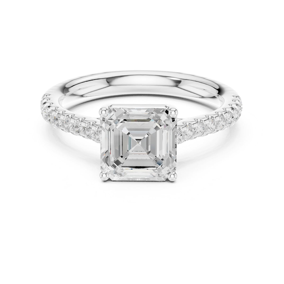 Asscher Accented Lab Grown Diamond Engagement Ring