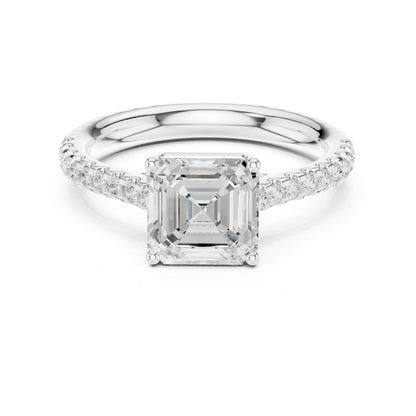 Asscher Accented Lab Grown Diamond Engagement Ring