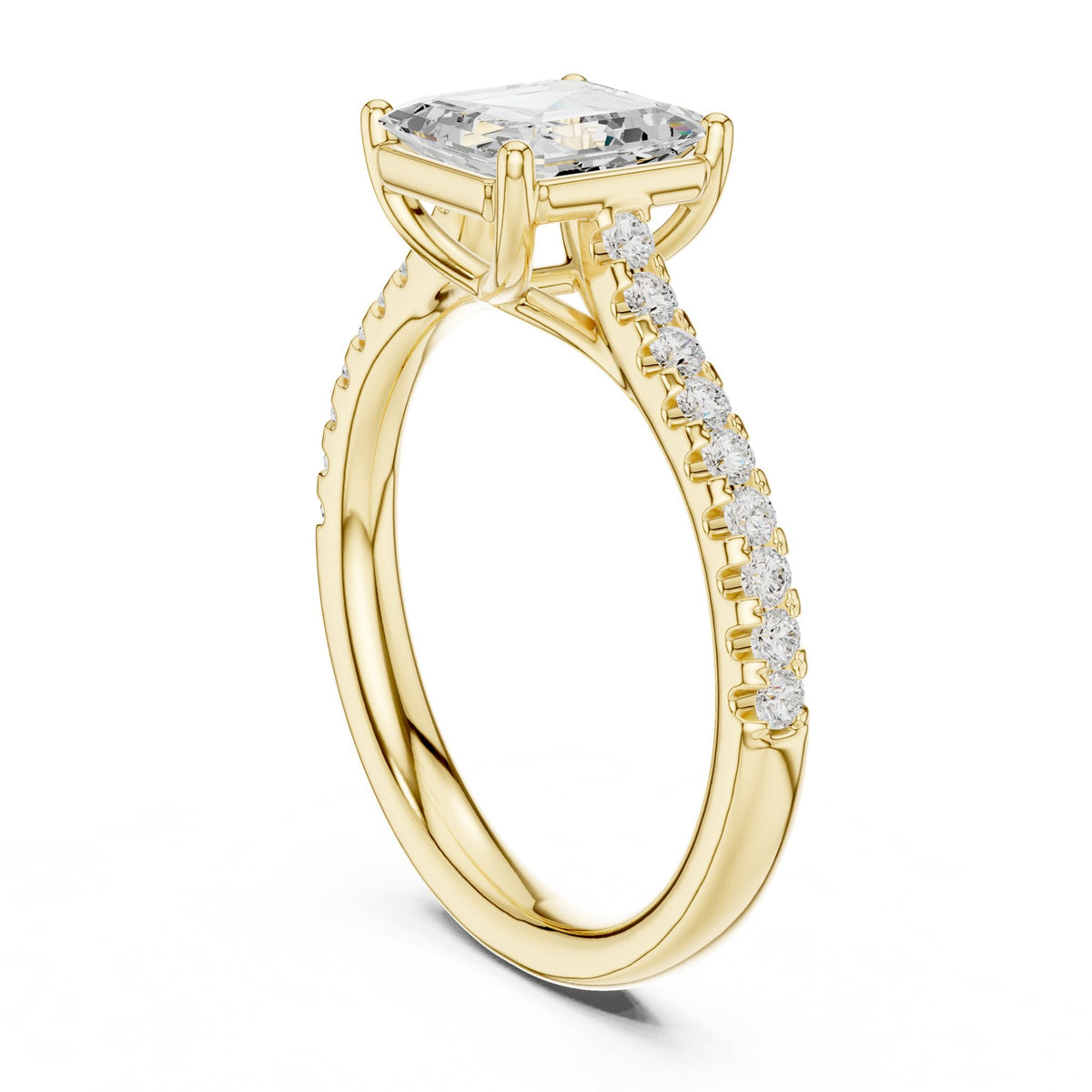 Asscher Accented Lab Grown Diamond Engagement Ring