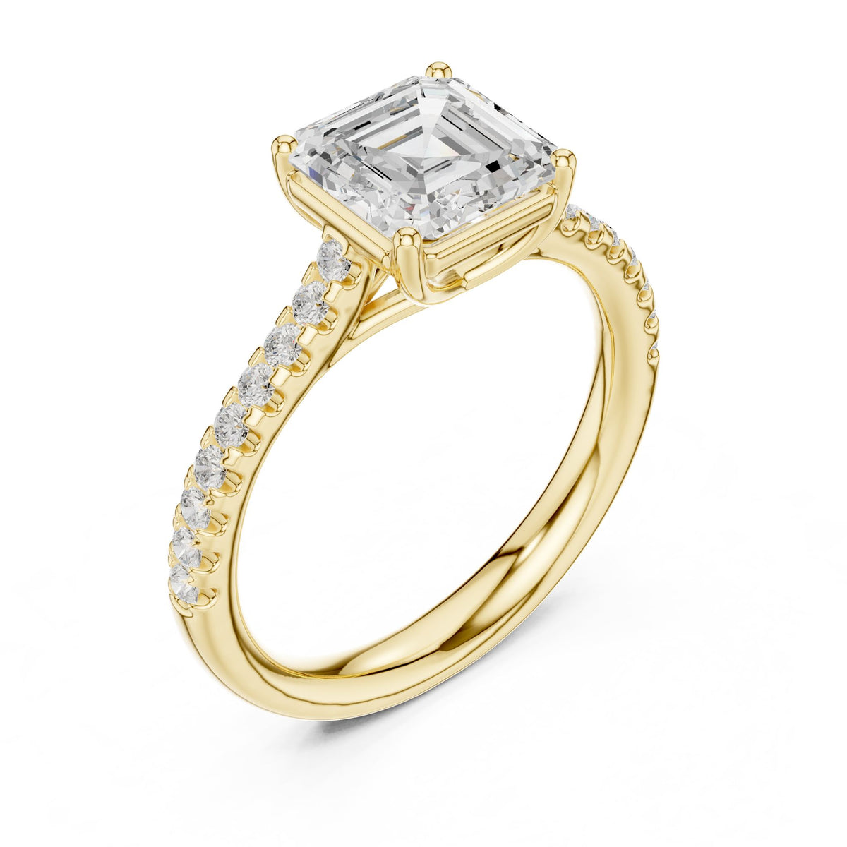 Asscher Accented Lab Grown Diamond Engagement Ring