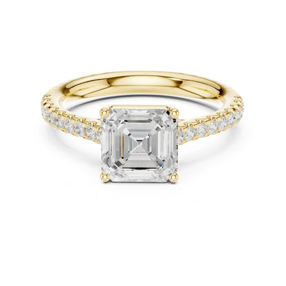Asscher Accented Lab Grown Diamond Engagement Ring