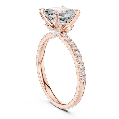 Asscher Accented Lab Grown Diamond Engagement Ring
