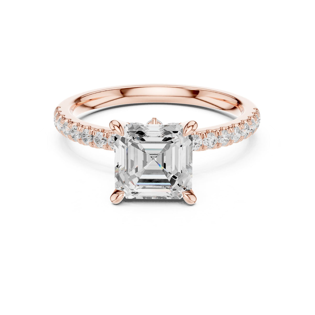 Asscher Accented Lab Grown Diamond Engagement Ring