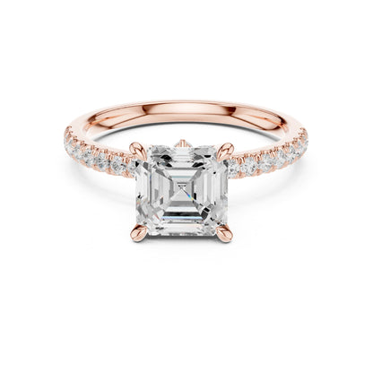 Asscher Accented Lab Grown Diamond Engagement Ring