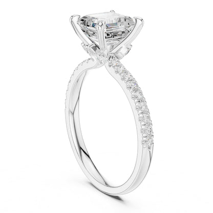 Asscher Accented Lab Grown Diamond Engagement Ring