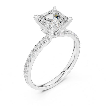 Asscher Accented Lab Grown Diamond Engagement Ring