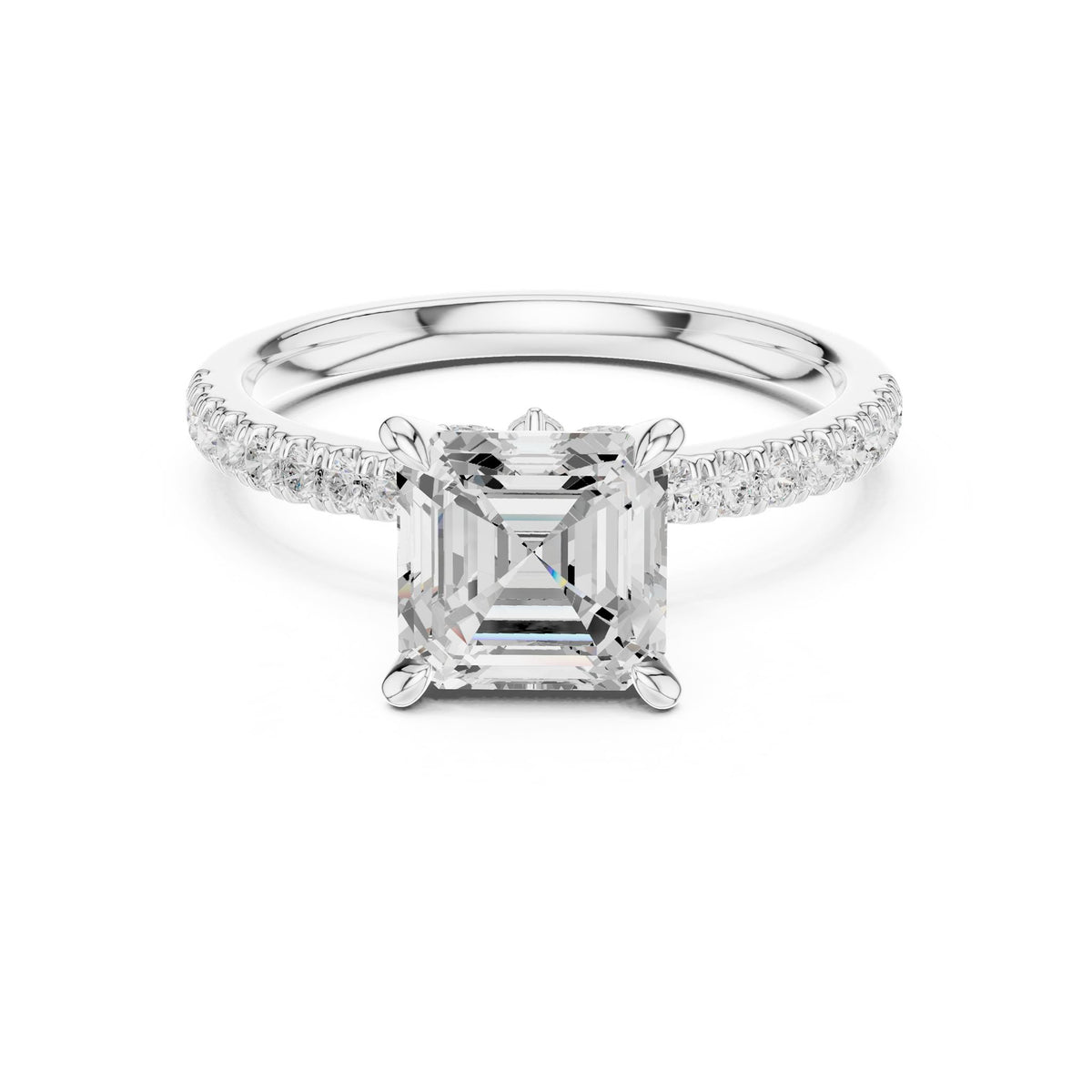 Asscher Accented Lab Grown Diamond Engagement Ring