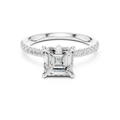Asscher Accented Lab Grown Diamond Engagement Ring