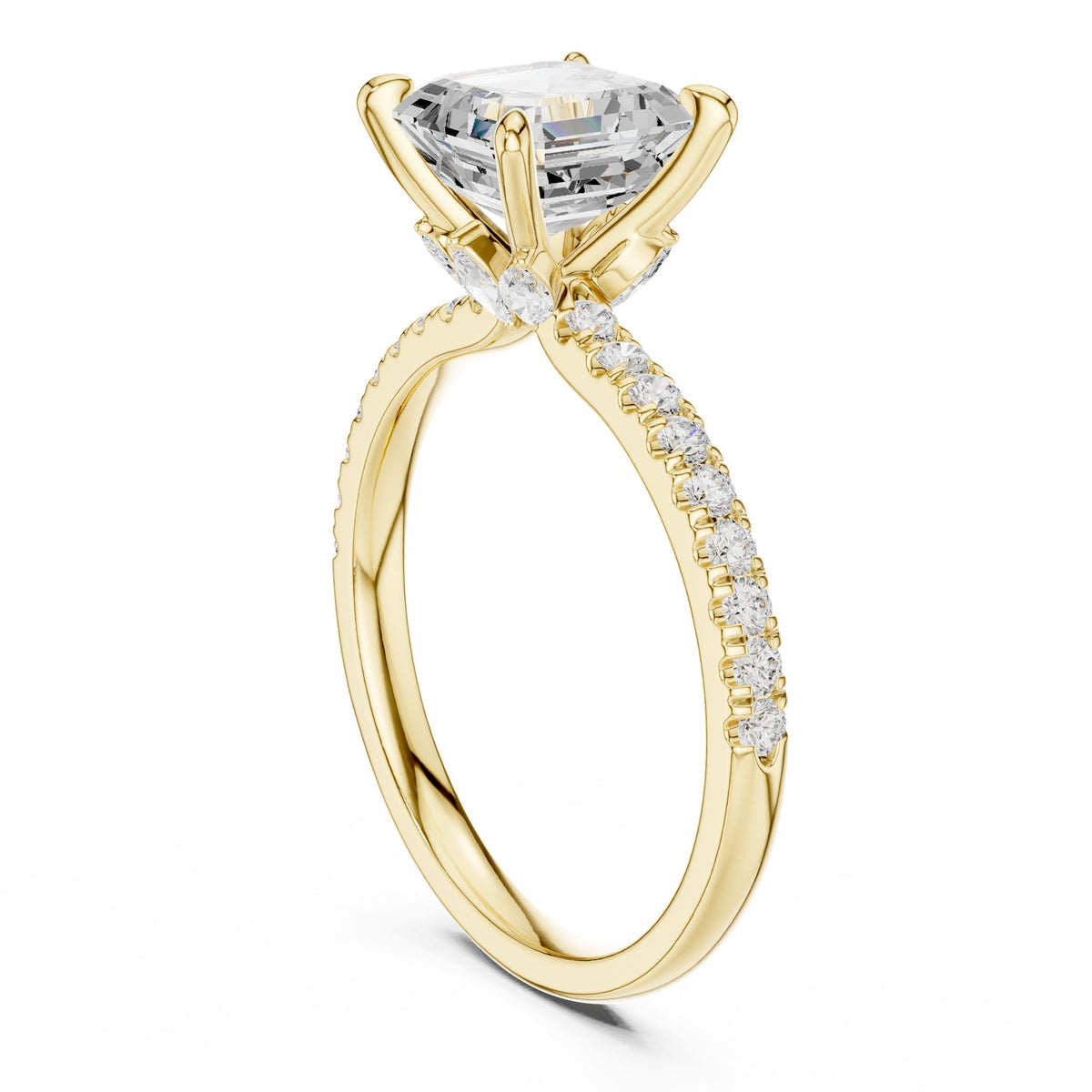 Asscher Accented Lab Grown Diamond Engagement Ring