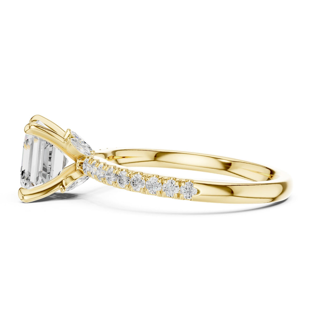 Asscher Accented Lab Grown Diamond Engagement Ring