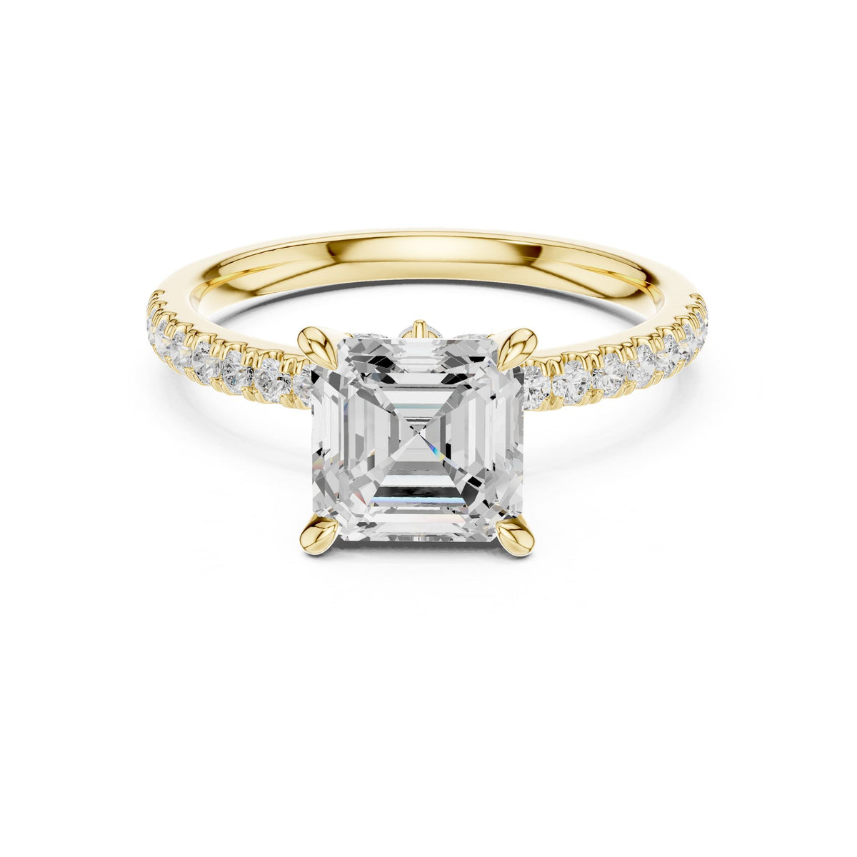 Asscher Accented Lab Grown Diamond Engagement Ring
