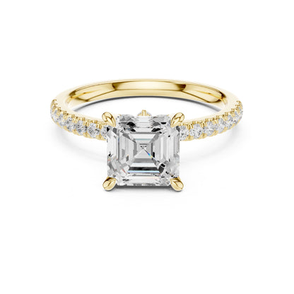 Asscher Accented Lab Grown Diamond Engagement Ring
