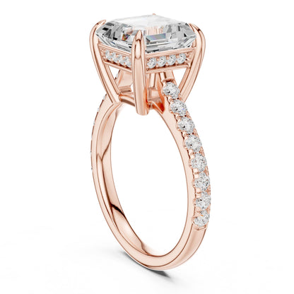 Asscher Accented Lab Grown Diamond Engagement Ring