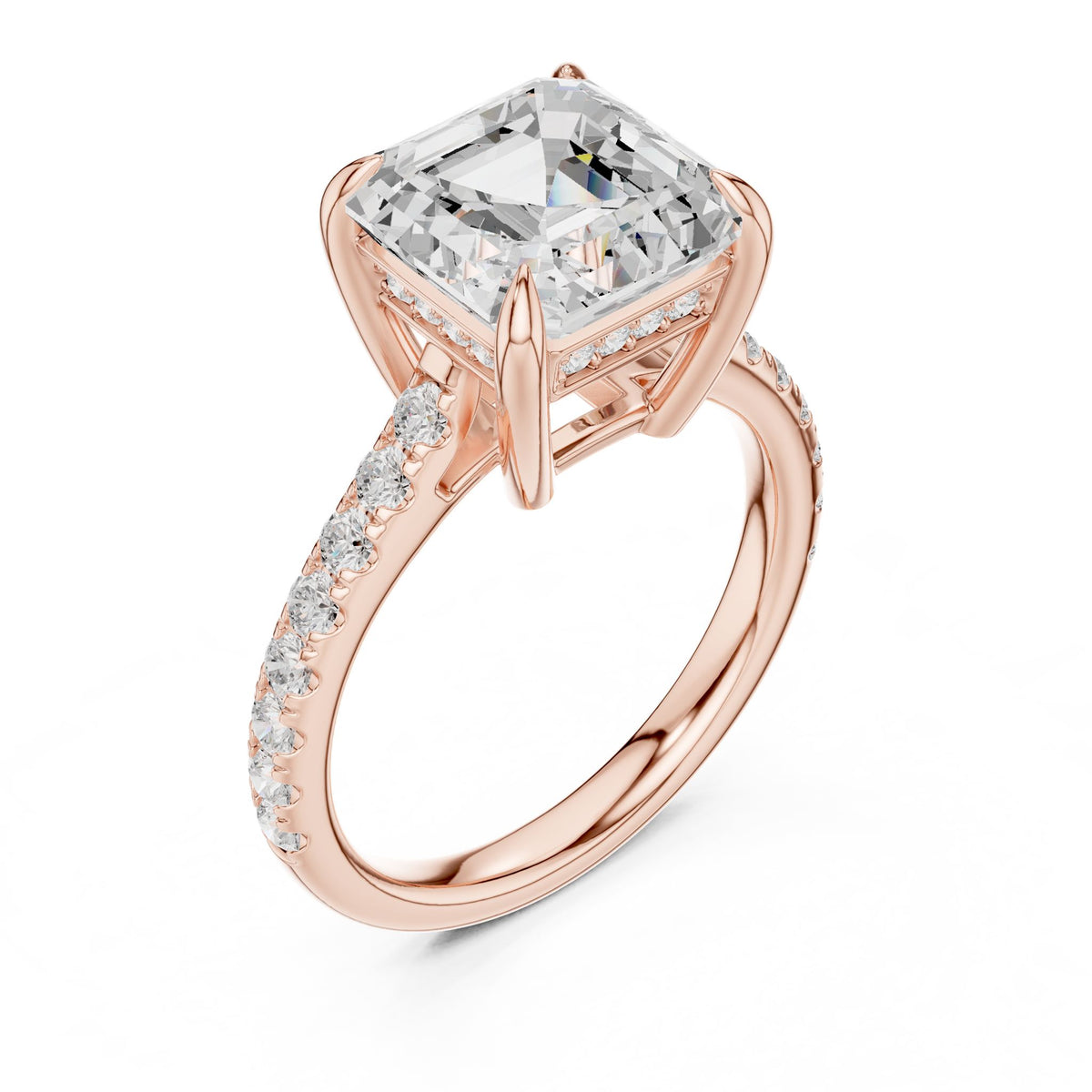 Asscher Accented Lab Grown Diamond Engagement Ring