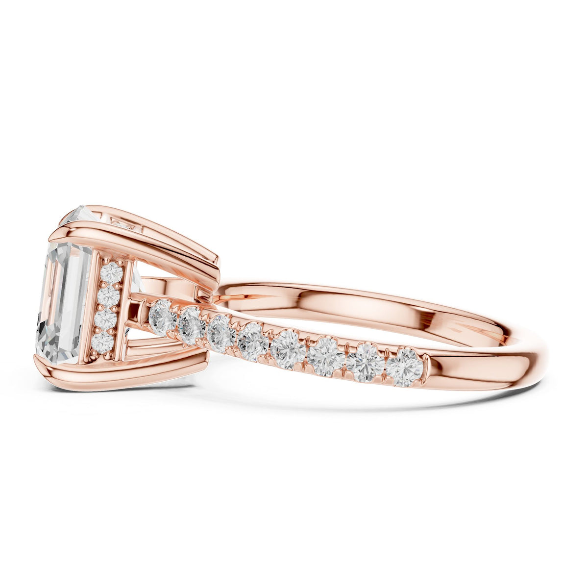 Asscher Accented Lab Grown Diamond Engagement Ring