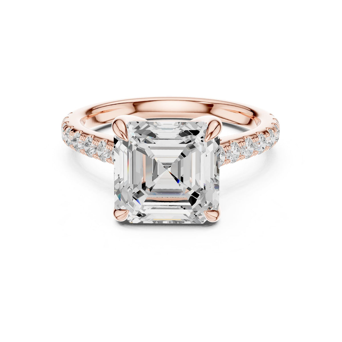 Asscher Accented Lab Grown Diamond Engagement Ring