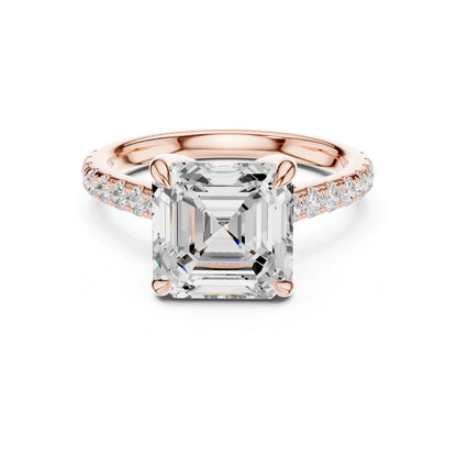 Asscher Accented Lab Grown Diamond Engagement Ring