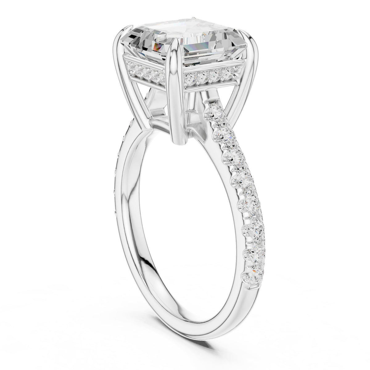 Asscher Accented Lab Grown Diamond Engagement Ring