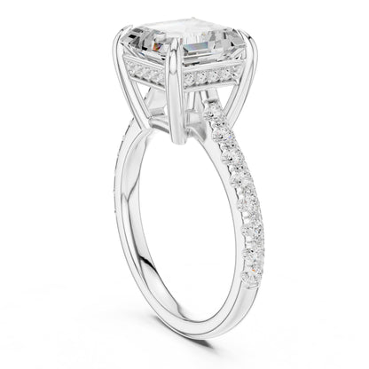 Asscher Accented Lab Grown Diamond Engagement Ring