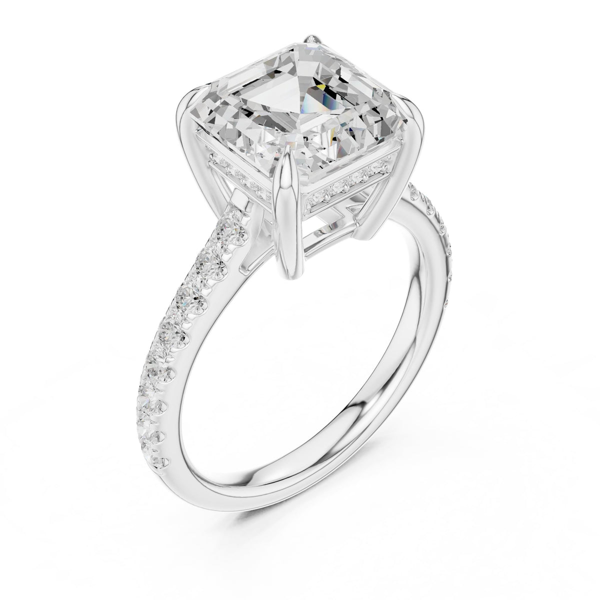Asscher Accented Lab Grown Diamond Engagement Ring