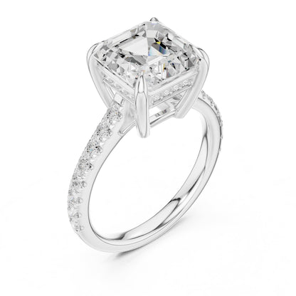 Asscher Accented Lab Grown Diamond Engagement Ring
