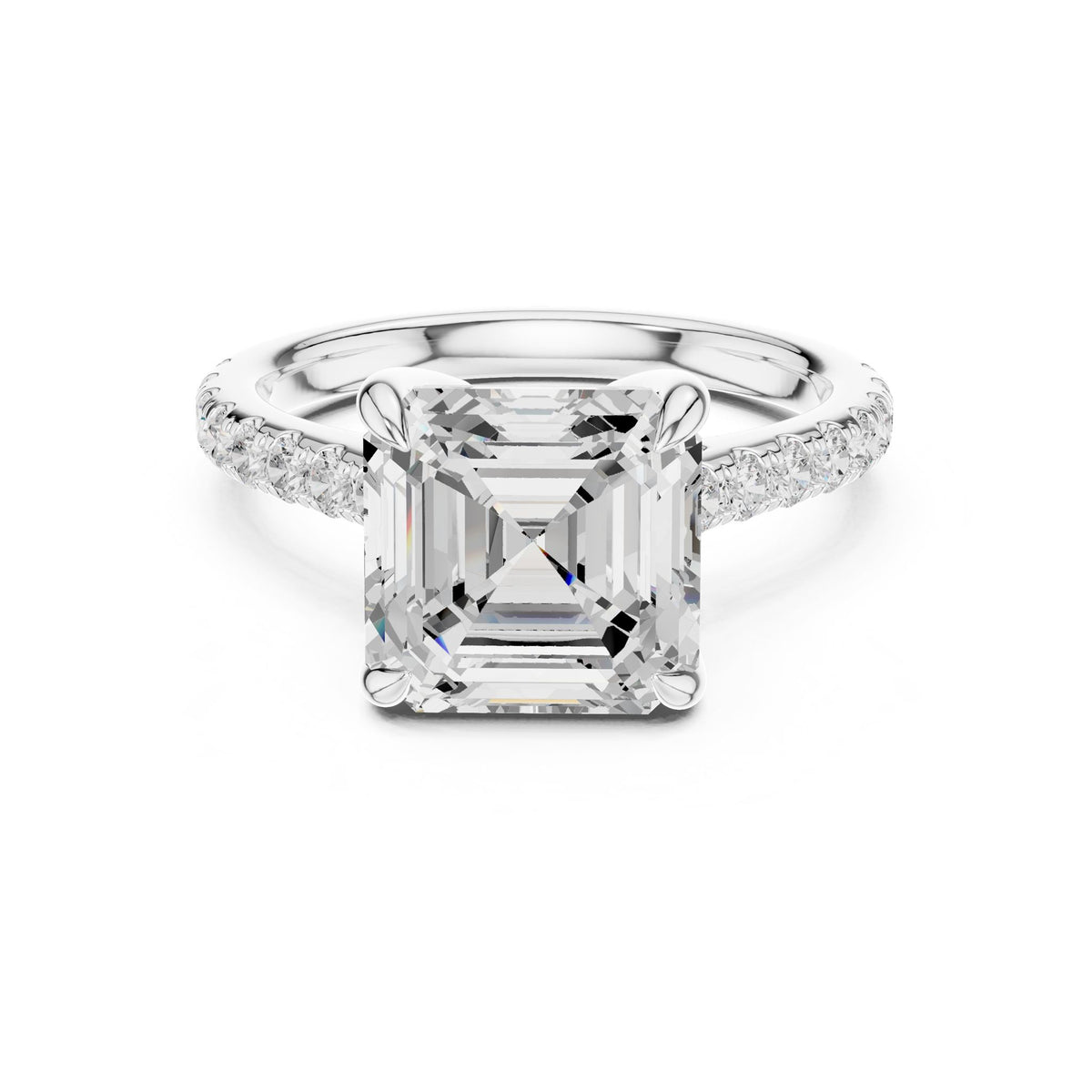 Asscher Accented Lab Grown Diamond Engagement Ring