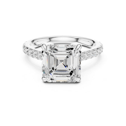Asscher Accented Lab Grown Diamond Engagement Ring