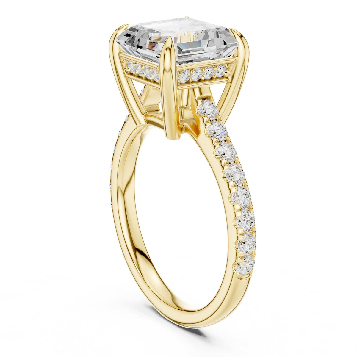 Asscher Accented Lab Grown Diamond Engagement Ring