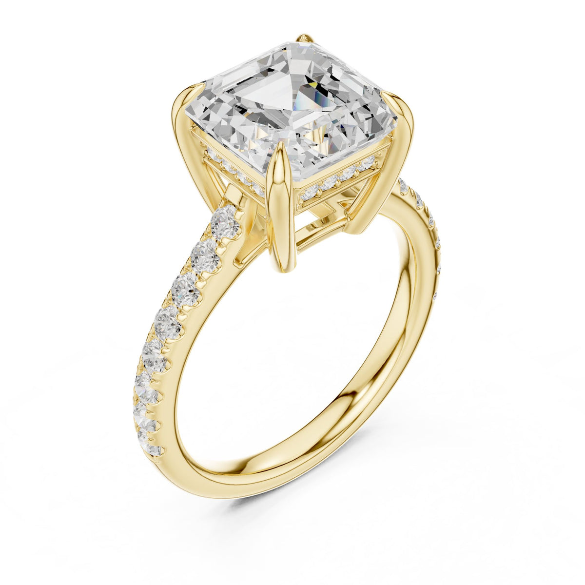 Asscher Accented Lab Grown Diamond Engagement Ring