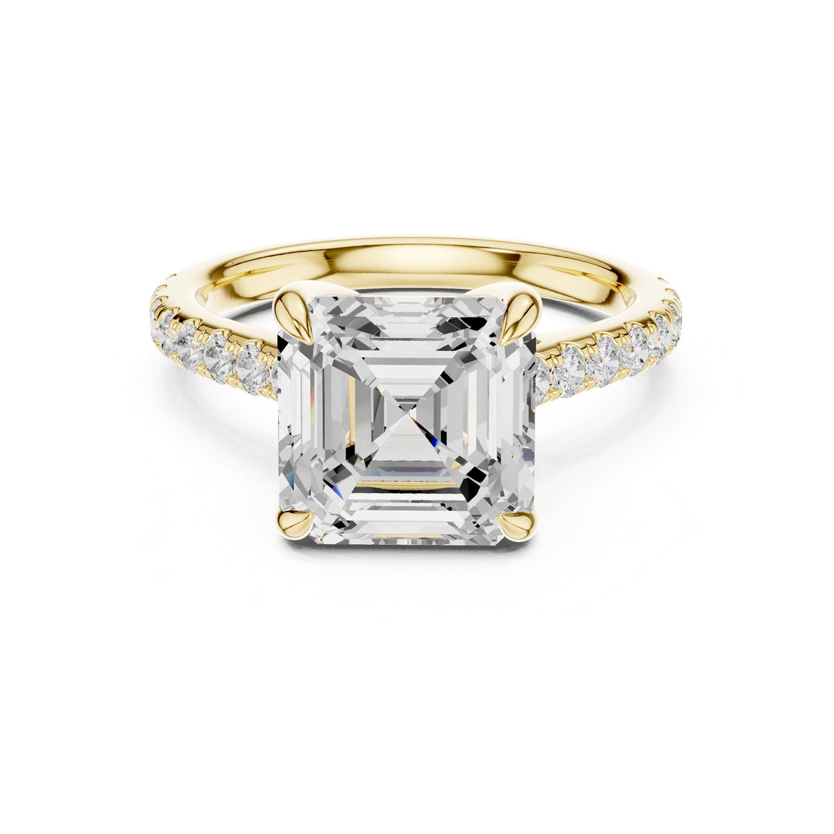 Asscher Accented Lab Grown Diamond Engagement Ring