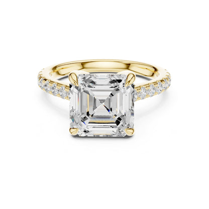 Asscher Accented Lab Grown Diamond Engagement Ring