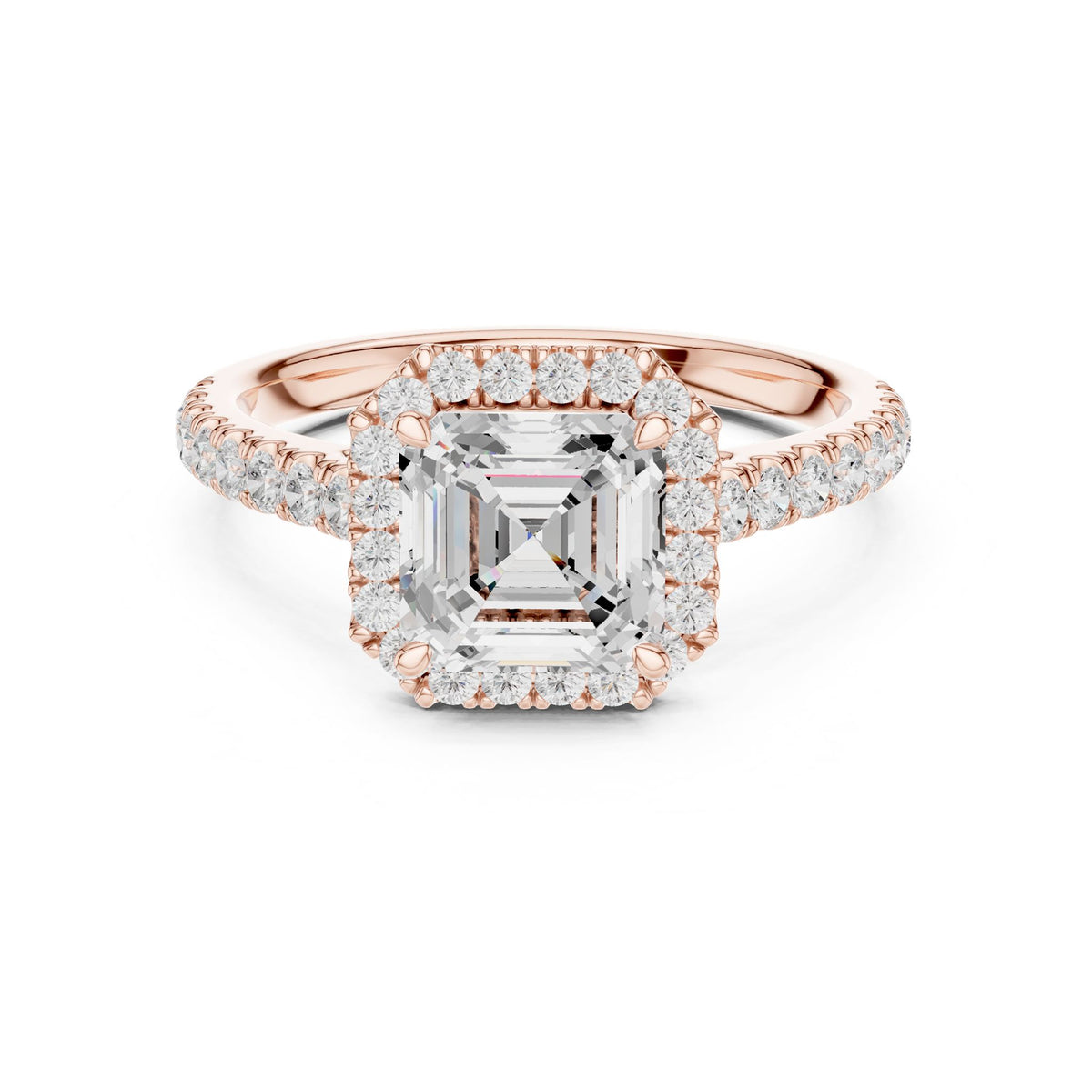 Asscher Halo Lab Grown Diamond Engagement Ring
