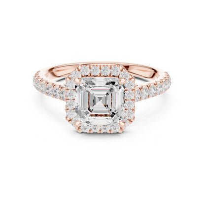 Asscher Halo Lab Grown Diamond Engagement Ring
