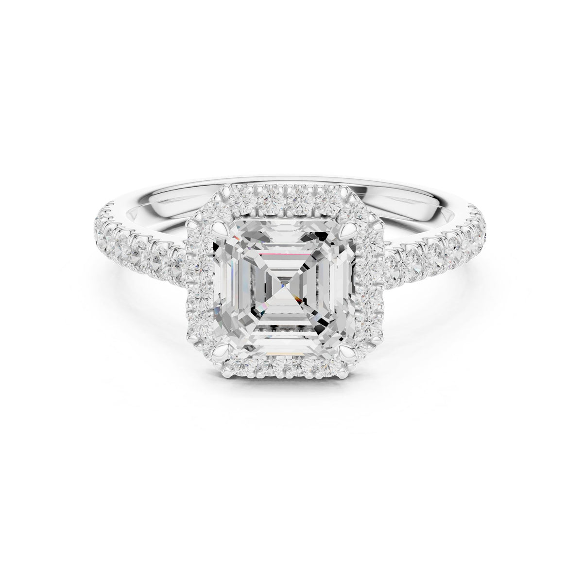 Asscher Halo Lab Grown Diamond Engagement Ring