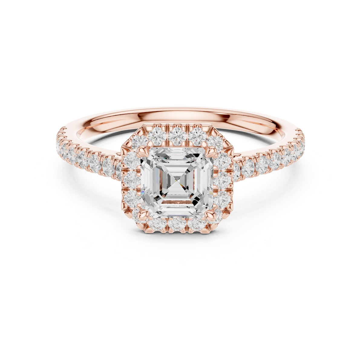 Asscher Halo Lab Grown Diamond Engagement Ring
